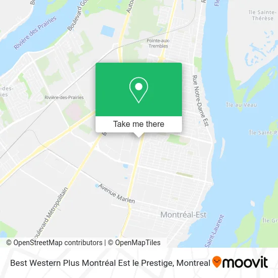 Best Western Plus Montréal Est le Prestige map