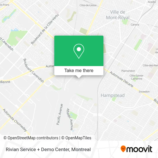 Rivian Service + Demo Center map