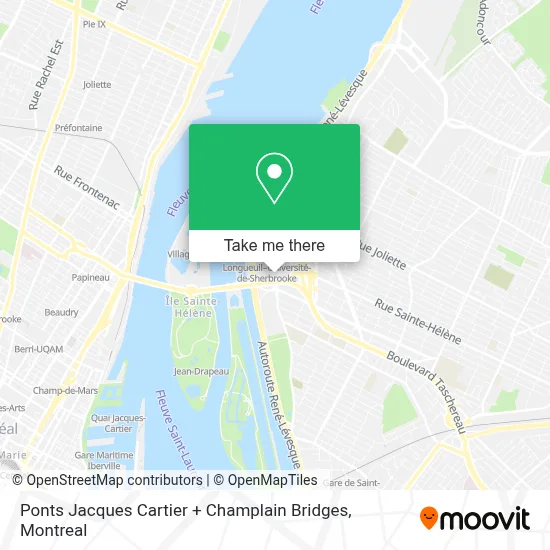 Ponts Jacques Cartier + Champlain Bridges map