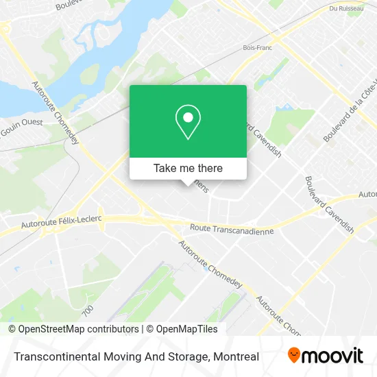 Transcontinental Moving And Storage map