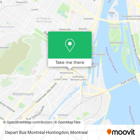 Depart Bus Montréal-Huntingdon map