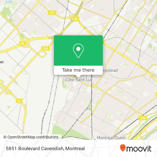 5851 Boulevard Cavendish map