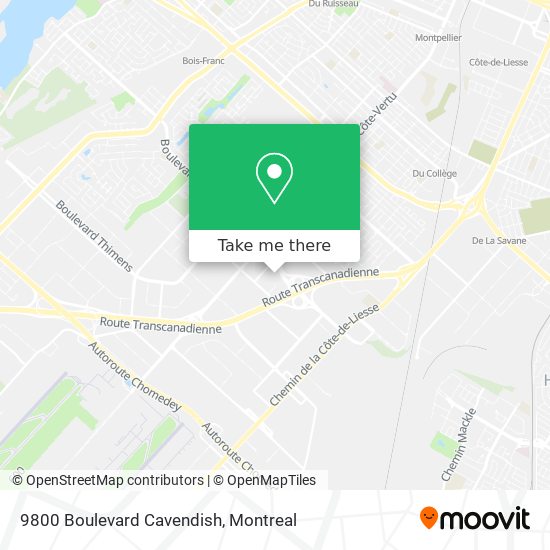 9800 Boulevard Cavendish map