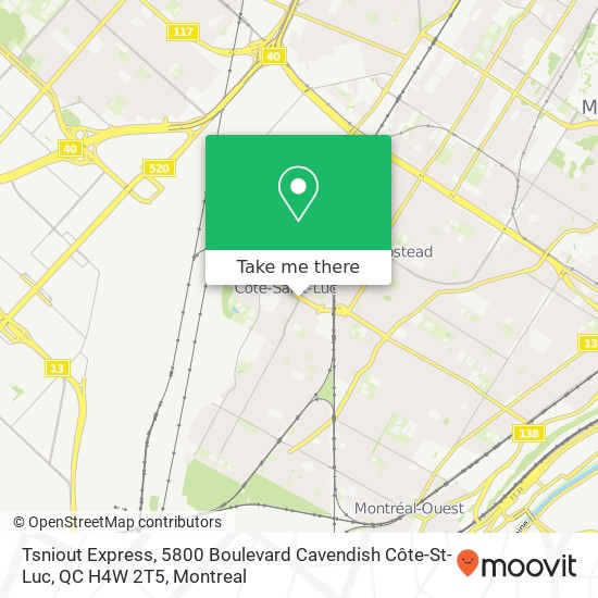 Tsniout Express, 5800 Boulevard Cavendish Côte-St-Luc, QC H4W 2T5 map