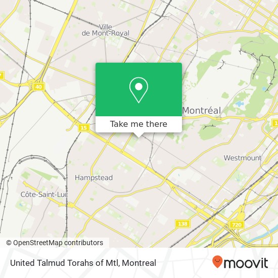 United Talmud Torahs of Mtl map