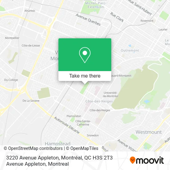 3220 Avenue Appleton, Montréal, QC H3S 2T3 Avenue Appleton map