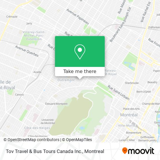 Tov Travel & Bus Tours Canada Inc. map