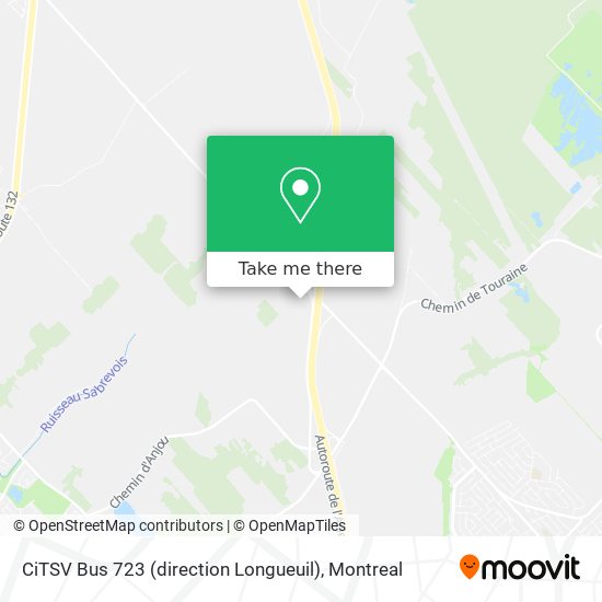 CiTSV Bus 723 (direction Longueuil) map