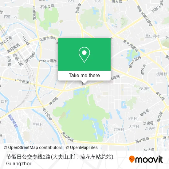 节假日公交专线2路(大夫山北门-流花车站总站) map