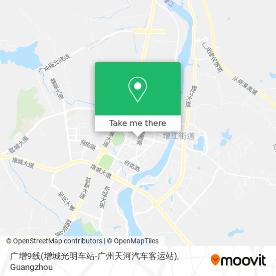 广增9线(增城光明车站-广州天河汽车客运站) map