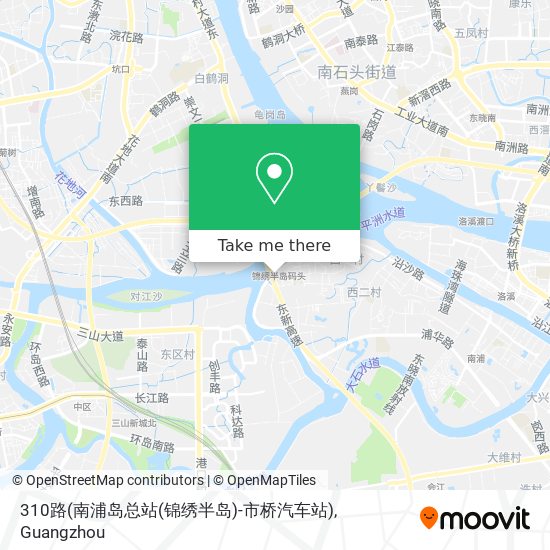 310路(南浦岛总站(锦绣半岛)-市桥汽车站) map