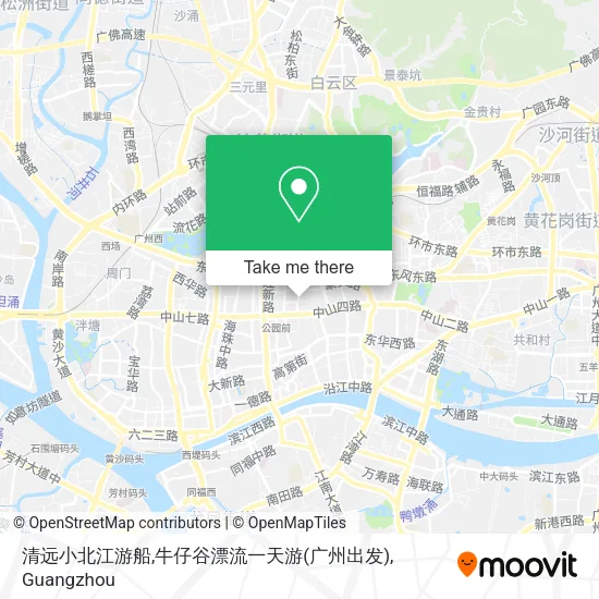 清远小北江游船,牛仔谷漂流一天游(广州出发) map