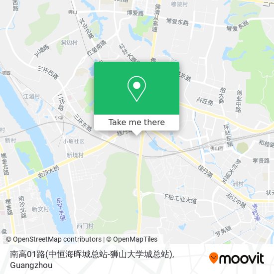 南高01路(中恒海晖城总站-狮山大学城总站) map