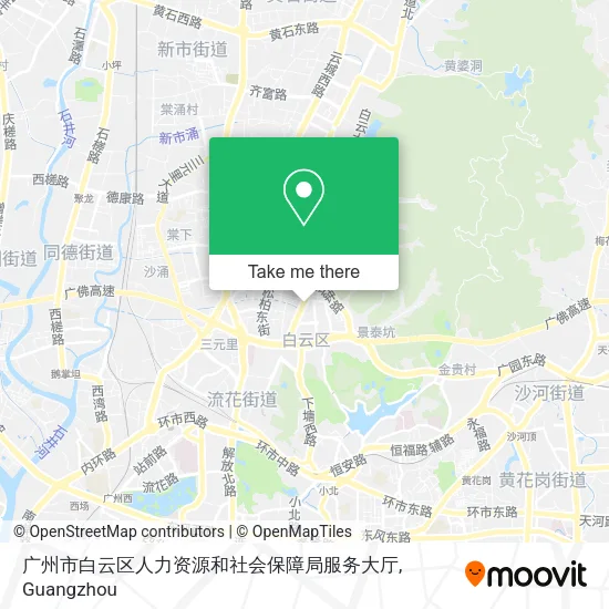 广州市白云区人力资源和社会保障局服务大厅 map