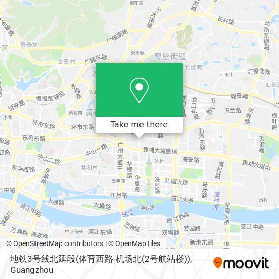 地铁3号线北延段(体育西路-机场北(2号航站楼)) map