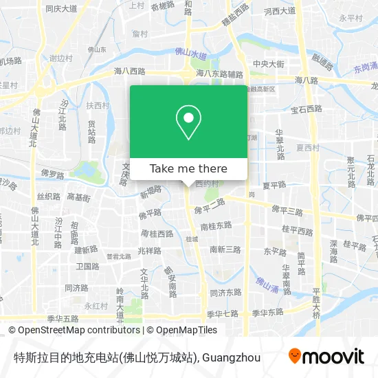 特斯拉目的地充电站(佛山悦万城站) map