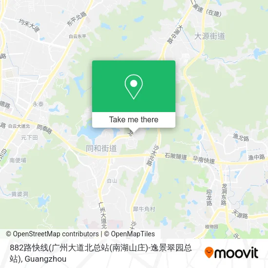882路快线(广州大道北总站(南湖山庄)-逸景翠园总站) map