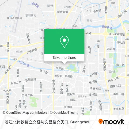 汾江北跨铁路立交桥与文昌路交叉口 map