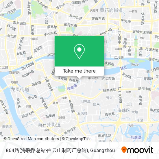 864路(海联路总站-白云山制药厂总站) map