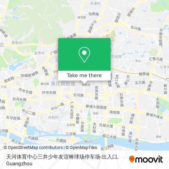 天河体育中心三井少年友谊棒球场停车场-出入口 map