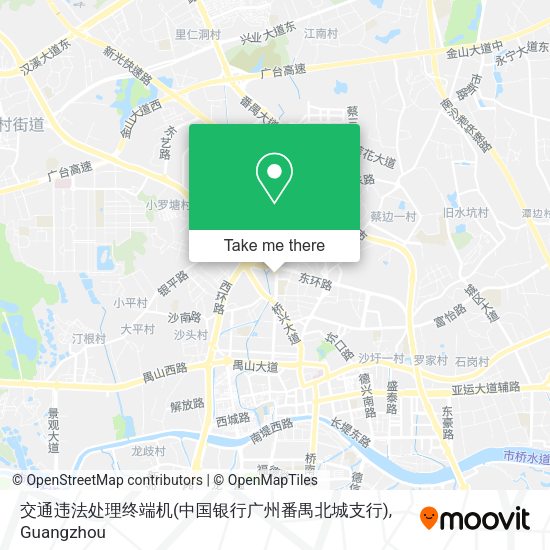 交通违法处理终端机(中国银行广州番禺北城支行) map