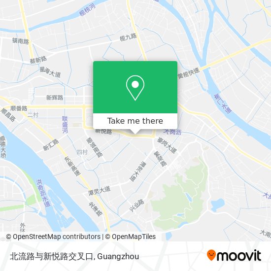 北流路与新悦路交叉口 map