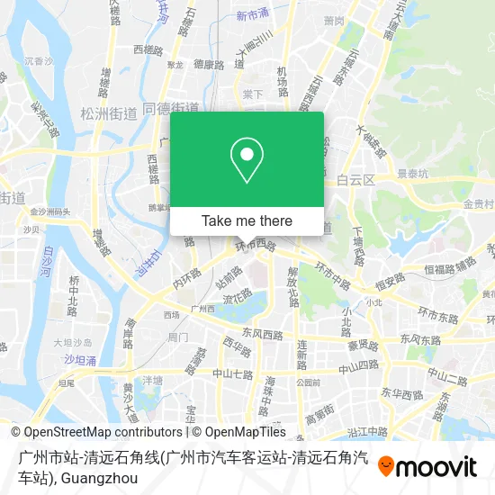 广州市站-清远石角线(广州市汽车客运站-清远石角汽车站) map