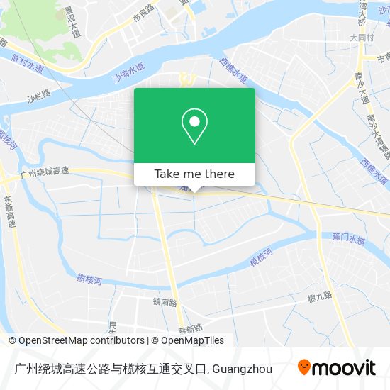 广州绕城高速公路与榄核互通交叉口 map