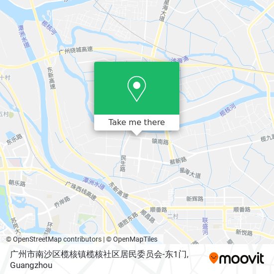 广州市南沙区榄核镇榄核社区居民委员会-东1门 map