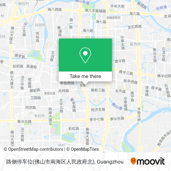 路侧停车位(佛山市南海区人民政府北) map