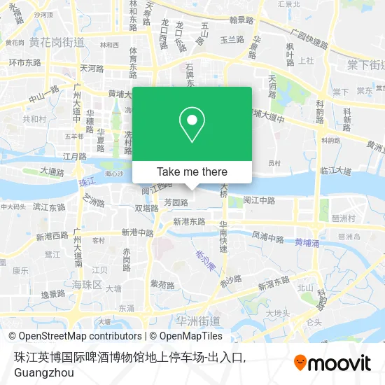 珠江英博国际啤酒博物馆地上停车场-出入口 map