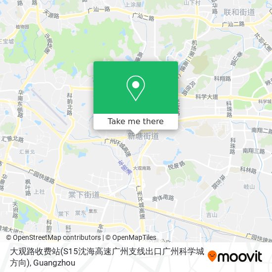大观路收费站(S15沈海高速广州支线出口广州科学城方向) map
