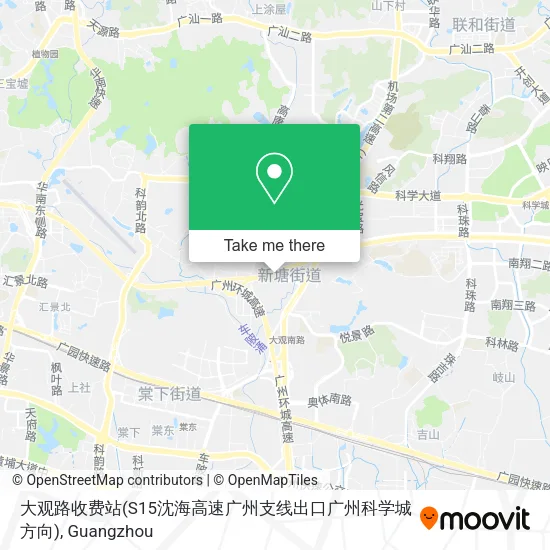 大观路收费站(S15沈海高速广州支线出口广州科学城方向) map