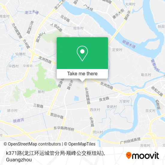 k371路(龙江环运城管分局-顺峰公交枢纽站) map