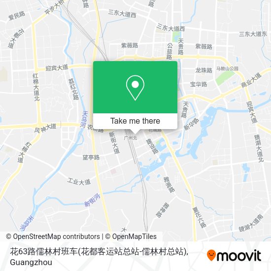 花63路儒林村班车(花都客运站总站-儒林村总站) map