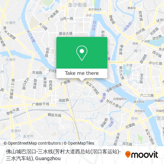 佛山城巴滘口-三水线(芳村大道西总站(滘口客运站)-三水汽车站) map