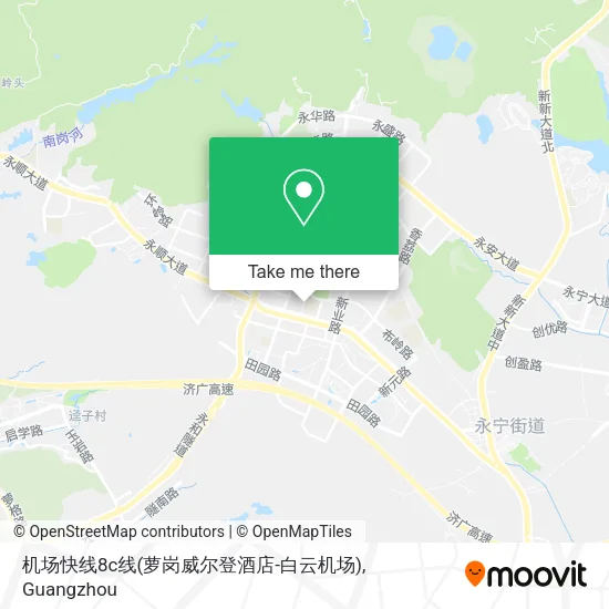 机场快线8c线(萝岗威尔登酒店-白云机场) map