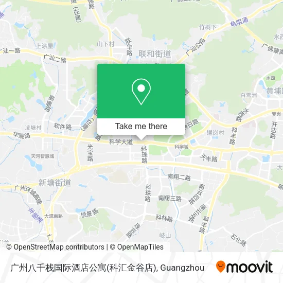 广州八千栈国际酒店公寓(科汇金谷店) map
