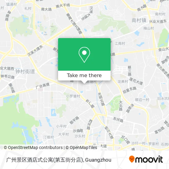 广州景区酒店式公寓(第五街分店) map