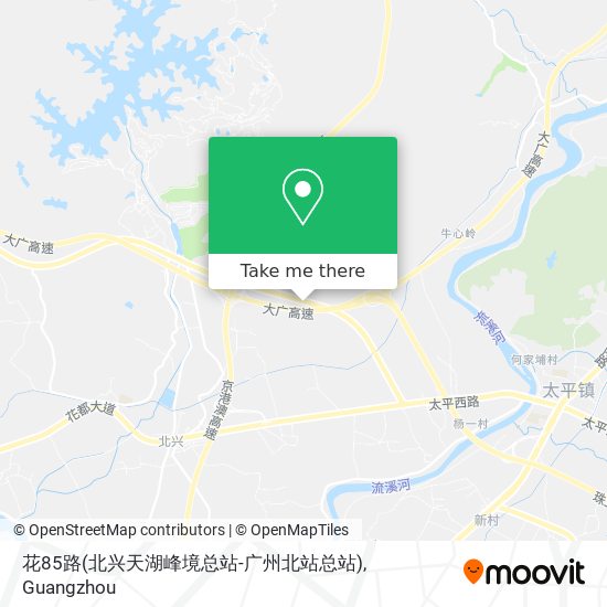 花85路(北兴天湖峰境总站-广州北站总站) map
