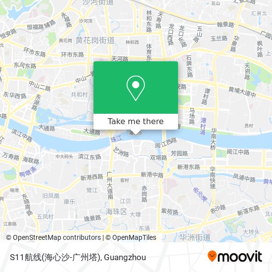 S11航线(海心沙-广州塔) map