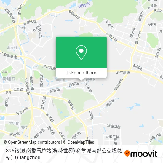 395路(萝岗香雪总站(梅花世界)-科学城南部公交场总站) map