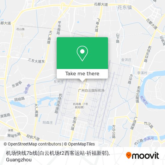 机场快线7b线(白云机场t2西客运站-祈福新邨) map