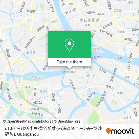 s13南浦锦绣半岛-黄沙航线(南浦锦绣半岛码头-黄沙码头) map