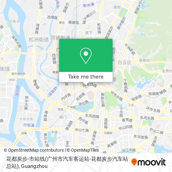 花都炭步-市站线(广州市汽车客运站-花都炭步汽车站总站) map