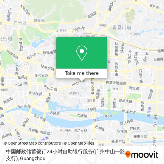 中国邮政储蓄银行24小时自助银行服务(广州中山一路支行) map