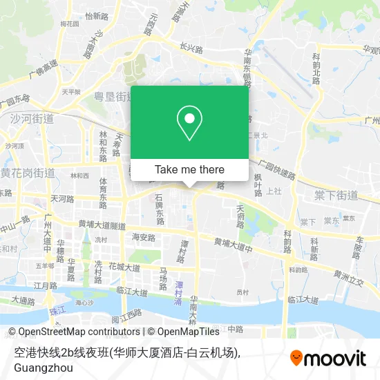 空港快线2b线夜班(华师大厦酒店-白云机场) map