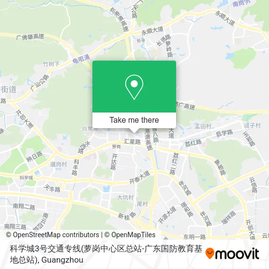科学城3号交通专线(萝岗中心区总站-广东国防教育基地总站) map