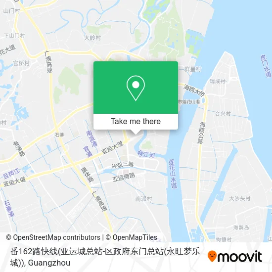 番162路快线(亚运城总站-区政府东门总站(永旺梦乐城)) map