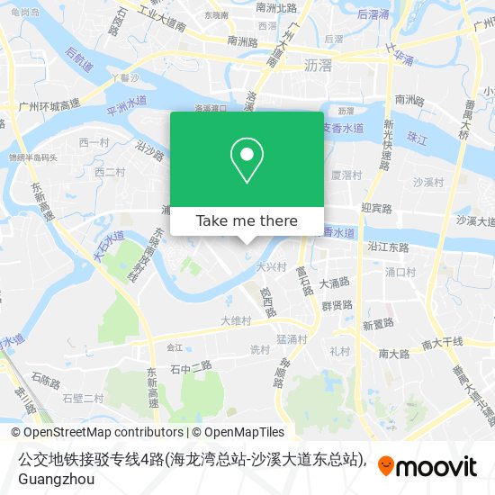 公交地铁接驳专线4路(海龙湾总站-沙溪大道东总站) map